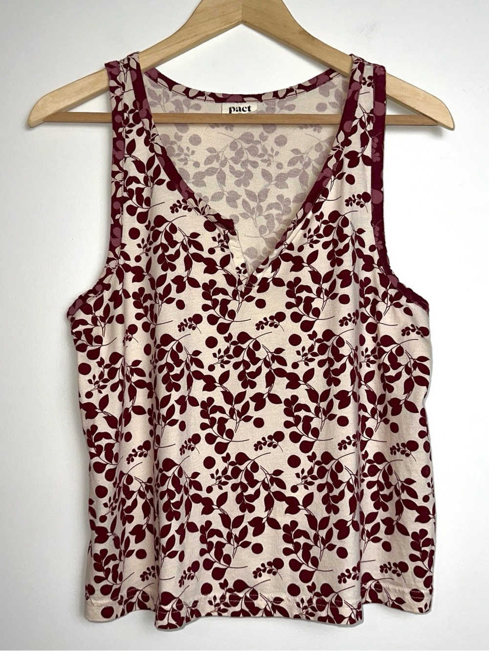 pact Staycation Organic Cotton Tank and Wide Leg Pants Sleep Set in Berry Sprigs - Picture 10 of 14